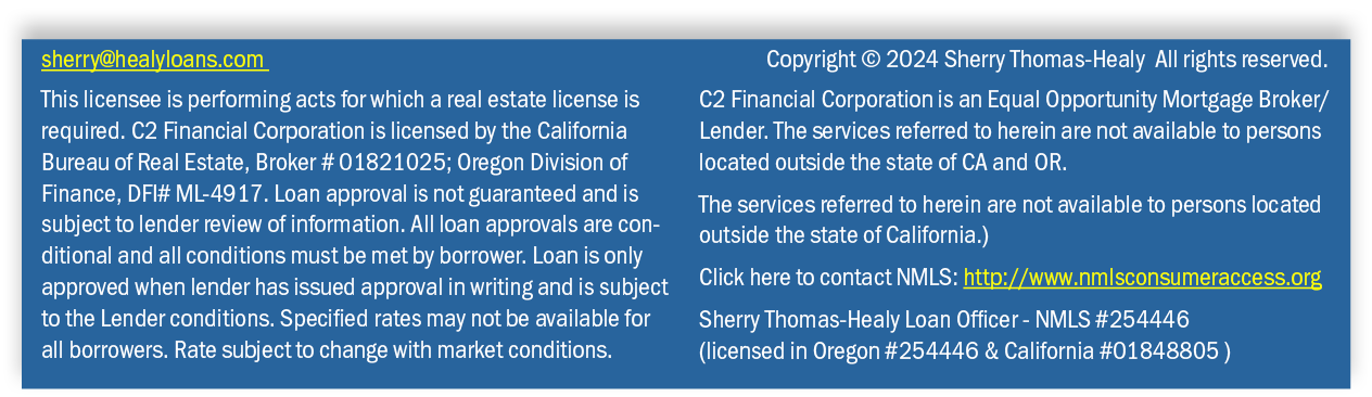 sherry@healyloans.com Copyright © 2024 Sherry Thomas Healy All rights reserved. This licensee is performing acts for ...